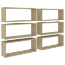 vidaXL Vegghyller kubeformet 6 stk sonoma eik 60x15x23 cm sponplate