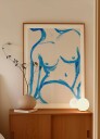 Blue Contour Nude Poster Plakat / 21x30cm