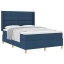  Box Spring Seng med Madrass i Blå 160x200 cm Stoff