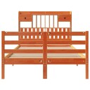 Seng med bokhylle uten madrass voksbrun 135x190 cm heltre furu 8721158607386