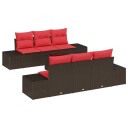 vidaXL Hagesofa Set 8 stk. Beige og Rød polyrotting