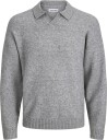 Jack & Jones Jjesoho Ollie Knit Split Neck Sn   LIGHT GREY MELANGE   XXL