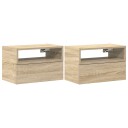  Veggmonterte nattbord 2 stk sonoma eik 45x26x28,5 cm 8721158574800