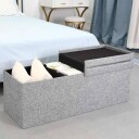 Benk 115x38x38cm med hengslet lokk - lysgrå