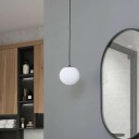 Lucande hengelampe Bidolo svart glass Ø 15 cm IP44
