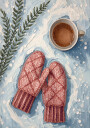 Handschuhe im Schnee mit Kakao Plakat Plakat / 50x70cm
