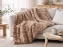Fake fur pledd med boblestruktur   135x190 cm   Brun