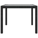 vidaXL Hagebord 190x90x75 cm herdet glass og polyrotting svart