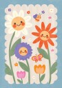 Smiley Flowers whimsical Floral Plakat Plakat / 70x100cm