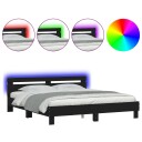 vidaXL Sengeramme med hodegavl og LED svart 200x200 cm 8721012247369