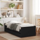 vidaXL Sengeramme med skuffer svart 75x190 cm 8721012245754
