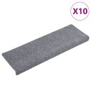 vidaXL Selvklebende trappematter 10 stk lysegrå 65x21x4 cm nålestempel