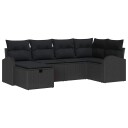 vidaXL Sofa sett 6 stk. Svart polyrotting