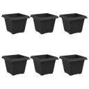 vidaXL Firkantet Blomsterpotte 6 pcs Svart 33 x 33 x 26 cm Plast