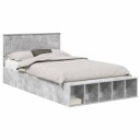  Sengestamme med hylle Betonggrå 135 x 190 cm Konstruert tre