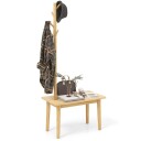 3 i 1 sidebord laget av heltre klesstativ med skobenk 76 x 43 x 168 cm natur