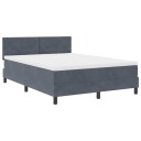  Bokfjær Seng med Madrass Mørkegrå 140x190 cm Fløyel