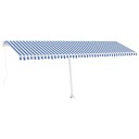 vidaXL Manuell uttrekkbar markise med LED 600x300 cm blå og hvit