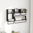  Vegghyllesett 4 pcs Svart Eik 65 x 25 x 30 cm Konstruert tre