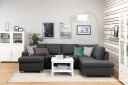 Crazy 4 seters Høyrevendt U formet Large Sofa med Divan og Sjeselong i Stoff   Mørk grå