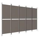 vidaXL Romdeler med 5 paneler antrasitt 250x220 cm stoff
