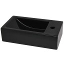 vidaXL Servant med kranhull rektangulær keramisk svart 46x25,5x12 cm