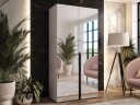 Milias Garderobeskap med speil 100x202 cm - beige / svart