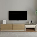 Zalven TV benk 180x36x30 cm   travertin og varm eik