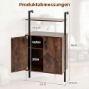 4 etasjes veggmontert bokhylle med skap – brun