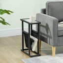 Sidebord Salongbord med stoffpose Metallramme Sofabord med glassplate Nattbord til stue soverom Svart 40 x 18 x 55,5 cm