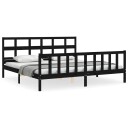 vidaXL Sengeramme med hodegavl svart 200x200 cm heltre