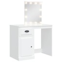  Sminkebord med LED-lys hvit 90x42x132,5 cm 8720845437701