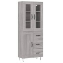  Highboard grå sonoma 69,5x34x180 cm konstruert tre