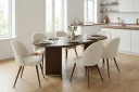 Spisegruppe Nordure Dano uttrekkbart spisebord 160–200 cm med 6 Nibe Plus spisestoler Vit  