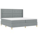  Box Spring Seng med Madrass & LED Lys Lys Grå 200x200 cm Stoff