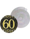 6 stk 60 Års Bursdag Svart og Gullfarget Holografiske Swirls