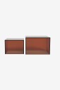AC Design Furniture   Dice kvadratisk salongbordsett plate og understell i herdet glass med sett med 2 stk 50x50x35 cm   Brun