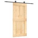 vidaXL Skyvedør Naturlig og svart 95 x 210 cm Massiv Furu Tre