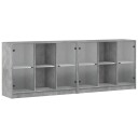  Bokhylle med dører betonggrå 204x37x75 cm konstruert tre 8721012216242