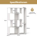 Hvit bokhylle med 6 kubers hylle – moderne design veltesikring