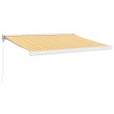 vidaXL Uttrekkbar markise gul og hvit 3x2,5 m stoff og aluminium