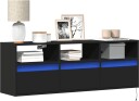 Vegghengt TV-benk med LED svart 130x31x45 cm