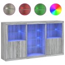 vidaXL Skjenk med LED-lys grå sonoma 181,5x37x100 cm
