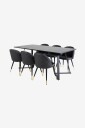 Venture Home   Spisegruppe Maggie med 6 stk spisestoler Valleta   Svart