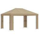 vidaXL Paviljong 4 × 3 m Beige Polyester og stål 190 gsm