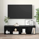  TV benksett 2 pcs Svart Eik Konstruert tre