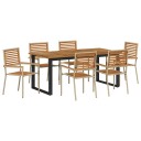 vidaXL Hage Spisegruppe 7 pcs Beige Solid akasietre