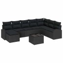vidaXL Sofa sett 9 stk. Svart polyrotting
