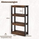 4 etasjes bokhylle i tre med tippesikring – rustikk brun