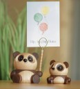 FableWood Pom Pom Panda Trefigur 6 cm Valnøtt og Lønn